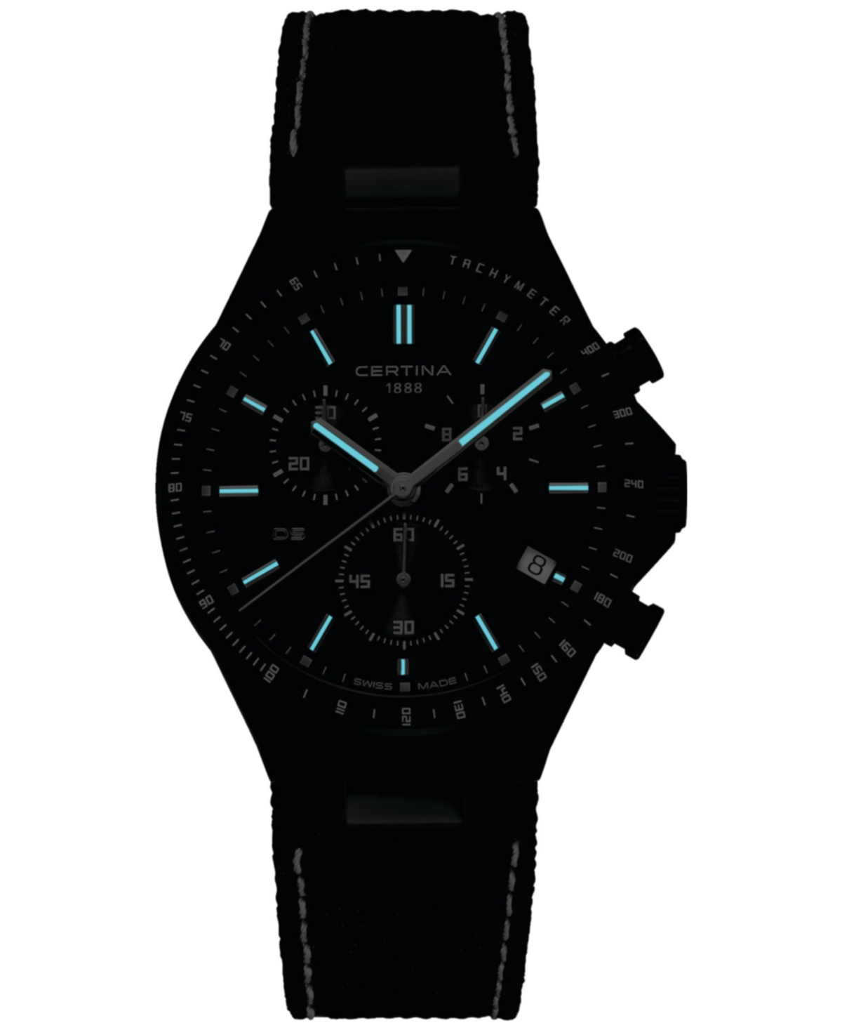Men's Swiss Chronograph Ds-7 Black Synthetic Strap Watch 41mm