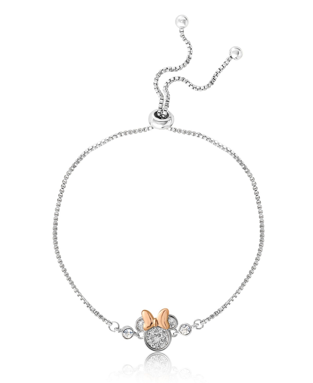 Minnie Mouse Glitter Paper and Crystal Lariat Bracelet - Silver