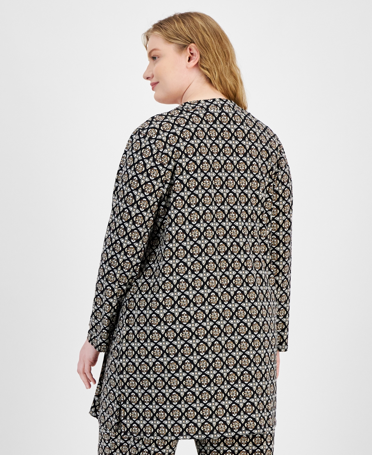 Jm Collection Plus Size Francesca Foulard Cardigan, Created for Macy's