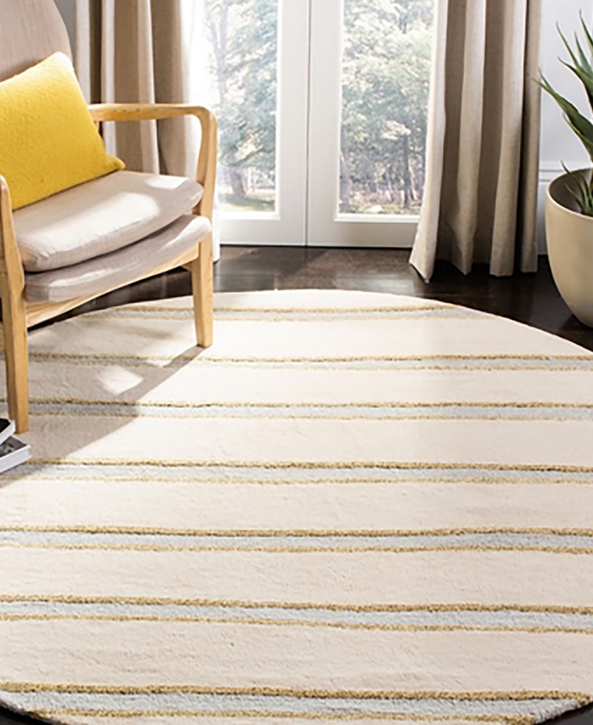 Martha Stewart Collection Chalk Stripe MSR3617A Tanx Area Rug - Beige