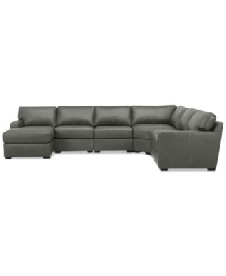 Radley 141" 6-Pc. Leather Wedge Modular Chaise Sectional