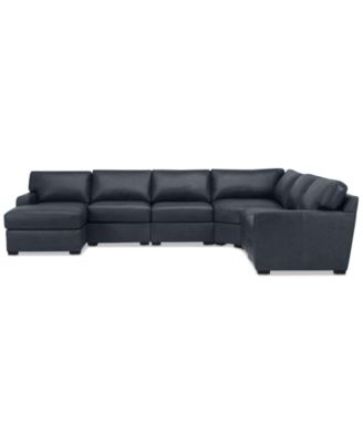 Radley 141" 6-Pc. Leather Wedge Modular Chaise Sectional
