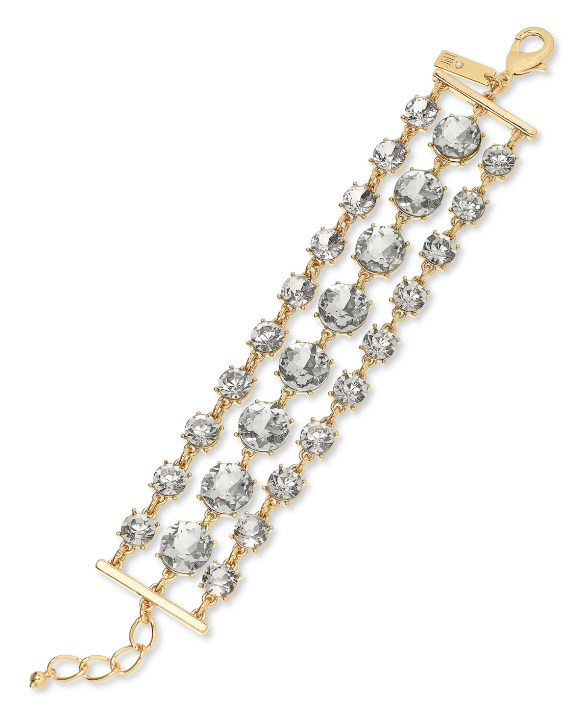 Silver-Tone Color Stone Triple Row Flex Bracelet, Created for Macy's - Gold