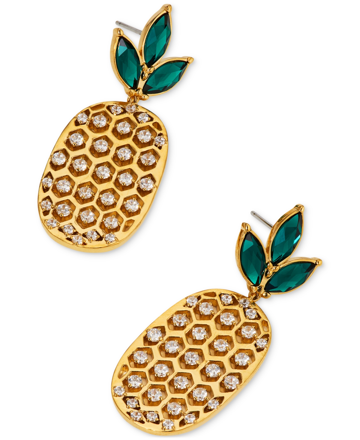 NADRI AJOA BY NADRI 18K GOLD-PLATED CUBIC ZIRCONIA PINEAPPLE DROP EARRINGS 