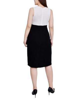 Petite Lace-Detail 2 Piece Textured Knit Dress Set