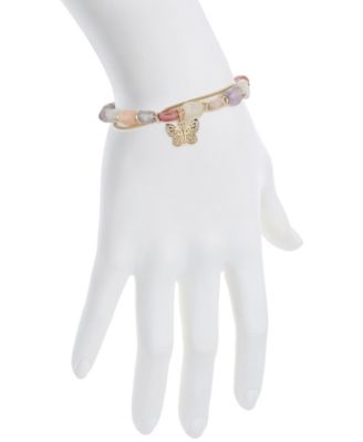 Cubic Zirconia Multi Pink Stone Butterfly Bolo Bracelet