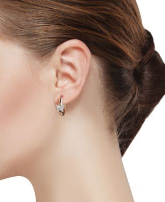 Cubic Zirconia Heart Moon and Multi Blue Beaded Hoop Stud Earring Set