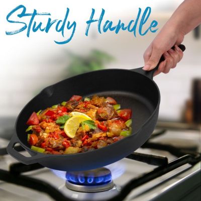 cast iron 12 InchHeavy Duty Pre-Seasoned Pan - Grill, Stovetop, Induction, Oven & Campfire Safe