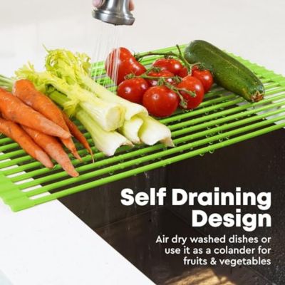 Multipurpose Heavy-Duty Silicone Roll Up Sink Drying Rack