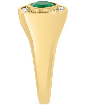 EFFY&reg; Men's Emerald (1-1/2 ct. t.w.) & Diamond (1/2 ct. t.w.) Halo Ring in 14k Gold