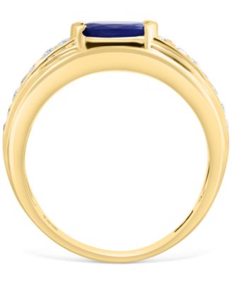 EFFY&reg; Men's Sapphire (1-3/8 ct. t.w.) & Diamond (3/8 ct. t.w.) Ring in 14k Gold
