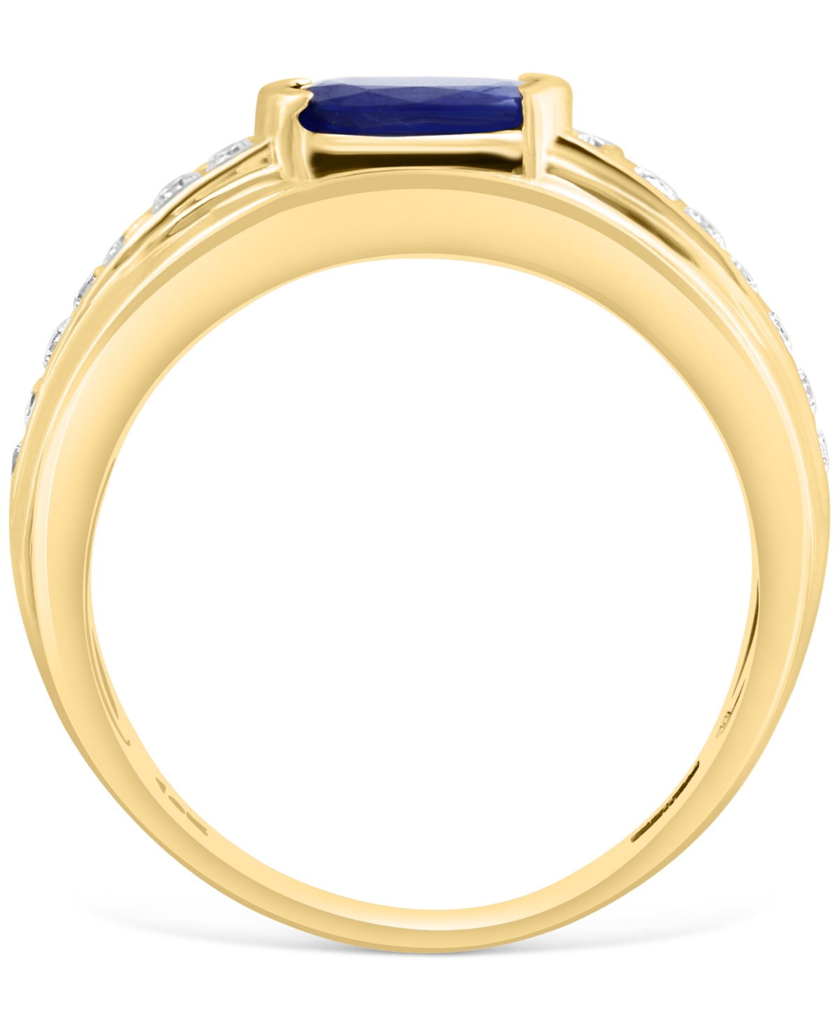 Shop Effy Collection Effy Men's Sapphire (1-3/8 Ct. T.w.) & Diamond (3/8 Ct. T.w.) Ring In 14k Gold In Yellow Gol