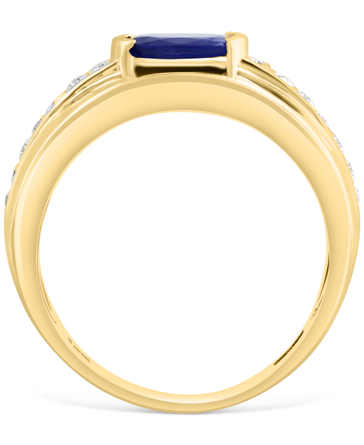 Effy Collection Effy Men's Sapphire (1-3/8 Ct. T.w.) & Diamond (3/8 Ct. T.w.) Ring In 14k Gold In Yellow Gol