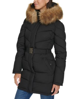 Women's Faux-Fur-Trim Hooded Puffer Coat