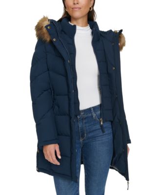 Women's Faux-Fur-Trim Hooded Puffer Coat, Created for Macy's