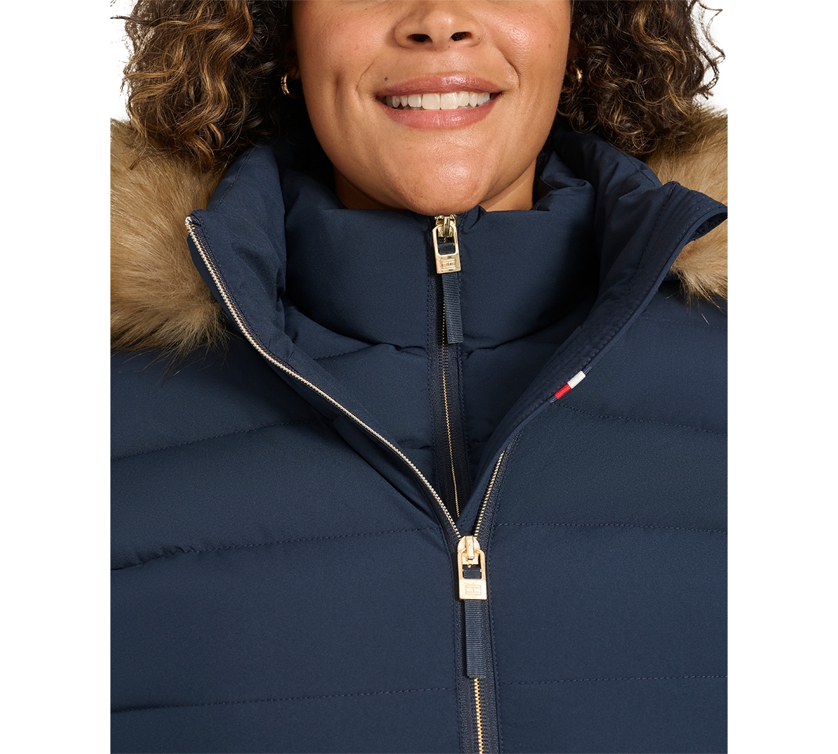 Tommy Hilfiger Plus Size Faux-fur-trim Hooded Puffer Coat, Created For Macy's
