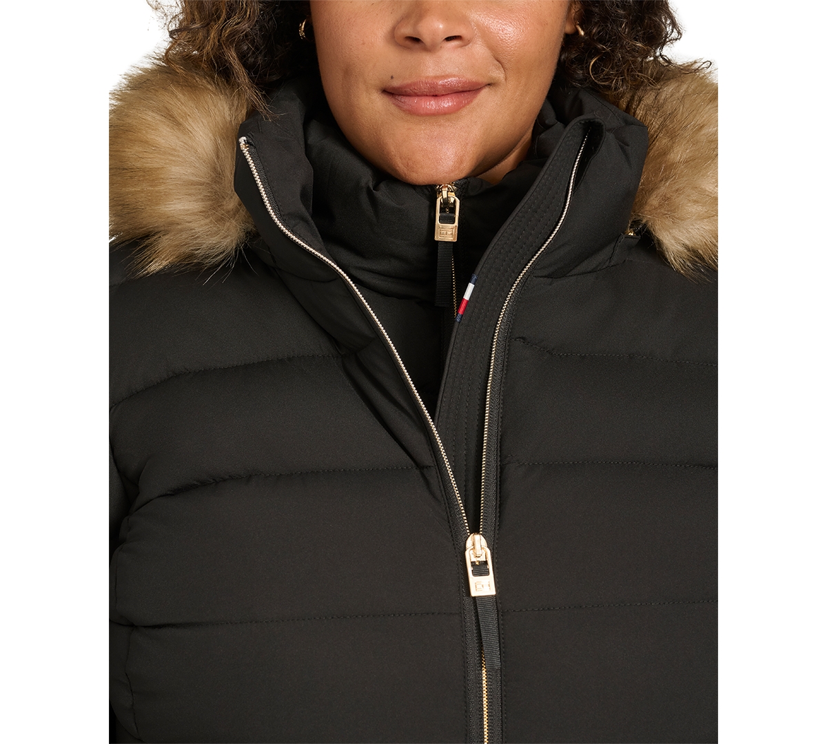 Tommy Hilfiger Plus Size Faux-fur-trim Hooded Puffer Coat, Created For Macy's