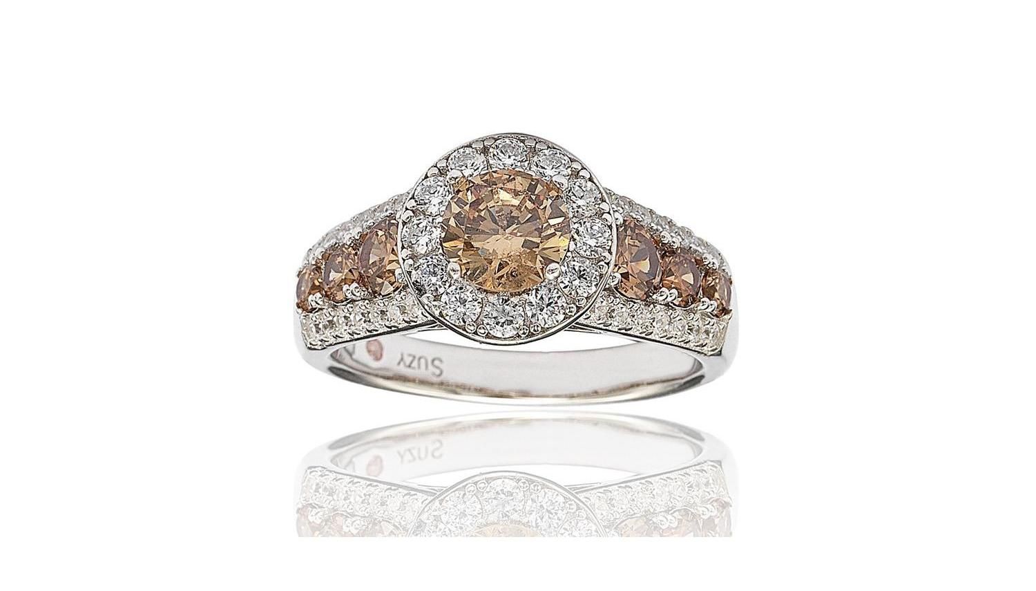Suzy Levian Bridal Sterling Silver Cubic Zirconia Center Stone Ring