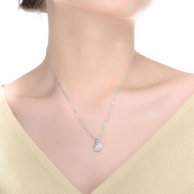 Modern Sterling Silver with Cubic Zirconia Round Bezel Pendant