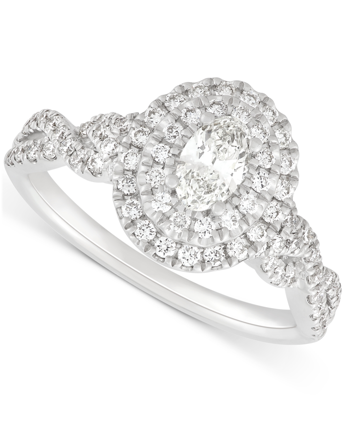 Diamond Oval Multi-Halo Twist Engagement Ring (1 ct. t.w.) in 14k White Gold - White Gold