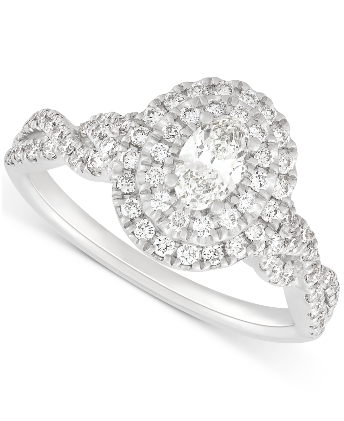 Macy's Diamond Oval Multi-halo Twist Engagement Ring (1 Ct. T.w.) In 14k White Gold In White Gold