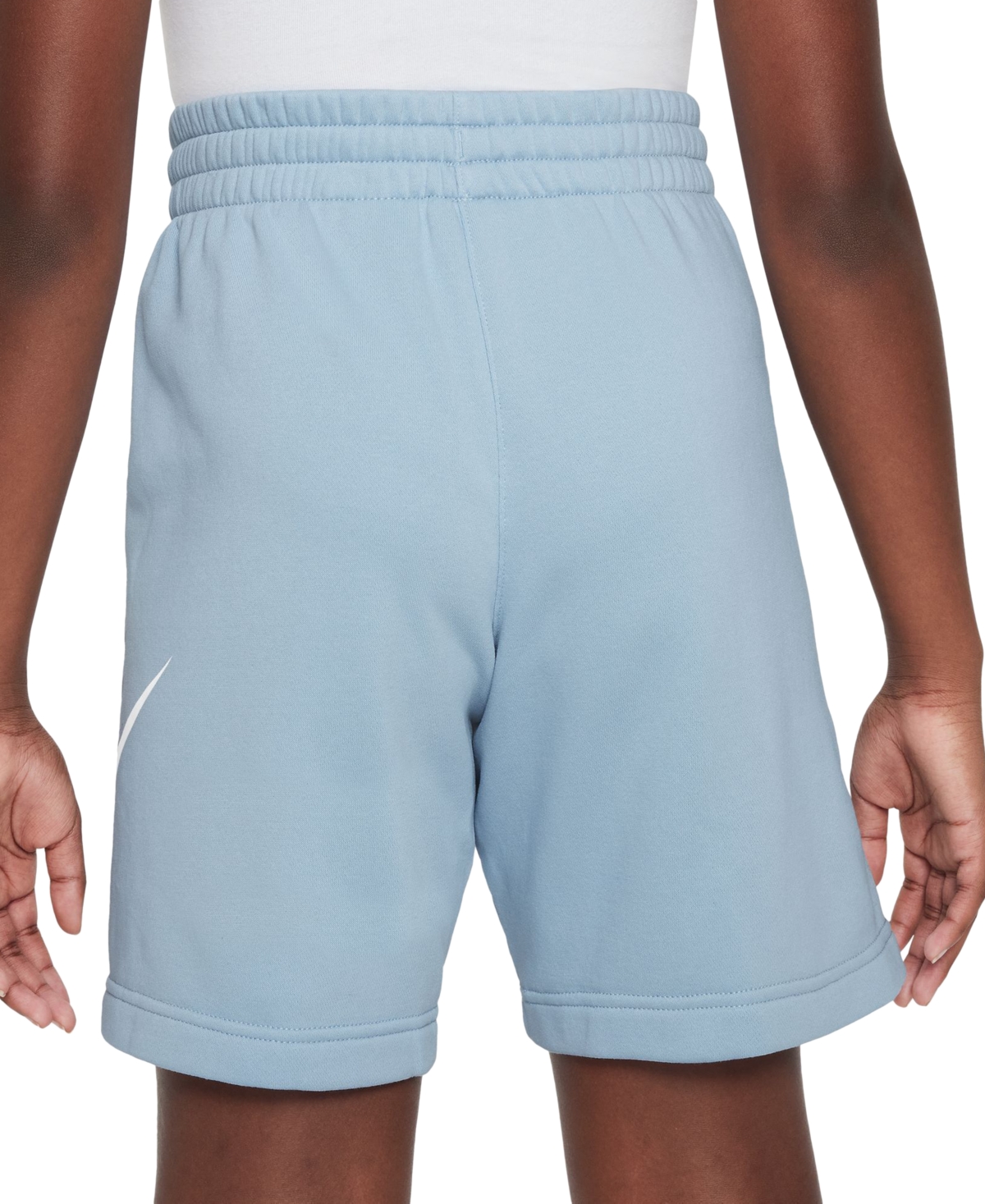 Nike Big Kids Sportswear Club Fleece Logo-Print French Terry Shorts -white/ashen Slate
