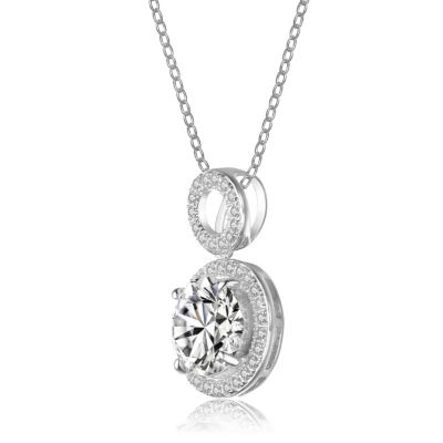 Sterling Silver Overlay Champagne Cubic Zirconia Double O Necklace