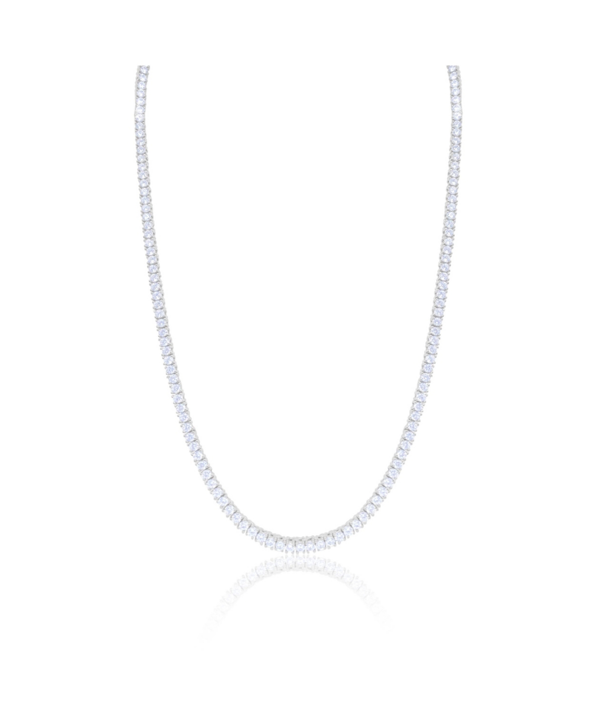 White Gold Cz Tennis Necklace - White