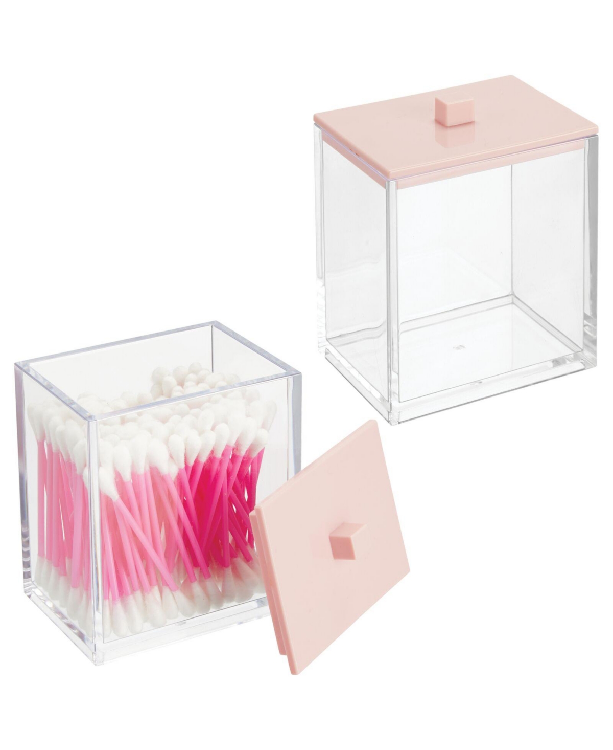 Plastic Rectangle Apothecary Jar Storage Canister - 2 Pack - Clear/light pink