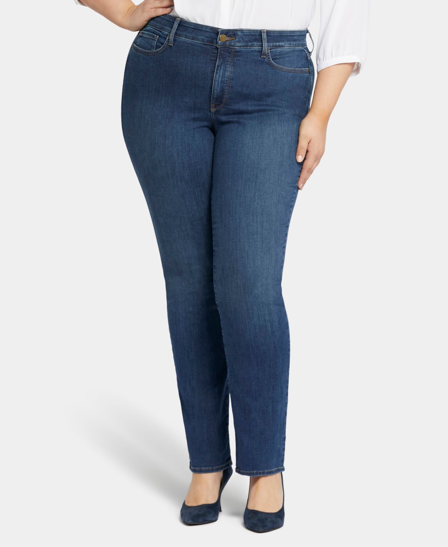 Женские джинсы NYDJ Plus Size Marilyn Straight Leg, цвет: Cooper — фото 1