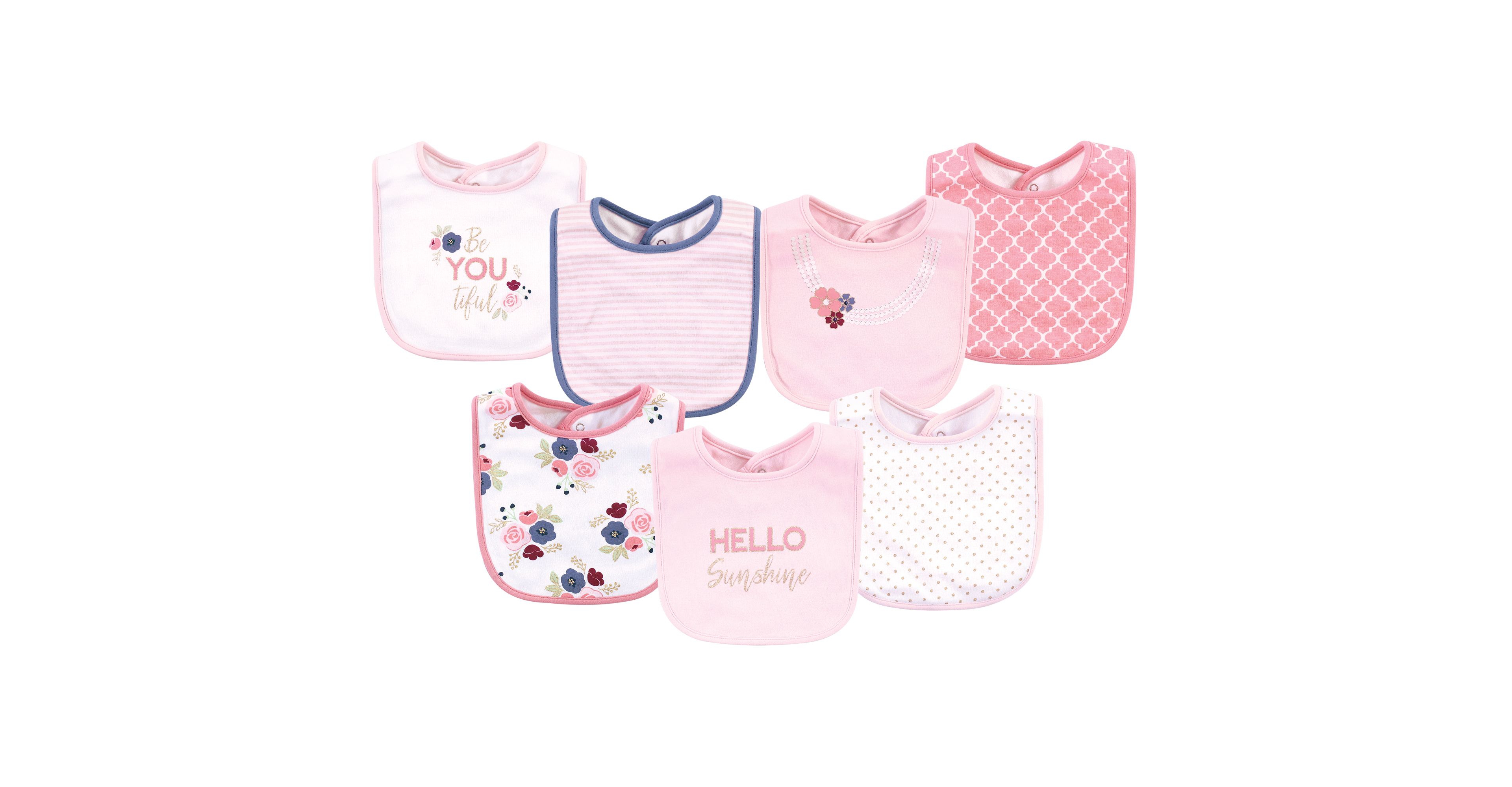 Little Treasure Girls Seven-Count Interlock Drool Bib Set