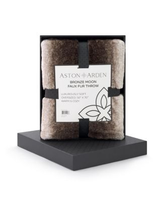 Bronze Moon Faux Fur Oversized Throw Blanket with Gift Box, 50" x 70"