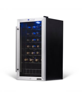 Freestanding 27 Bottle Compressor Wine Fridge in Stainless Steel, Adjustable Chrome Racks and Exterior Digital Thermostat