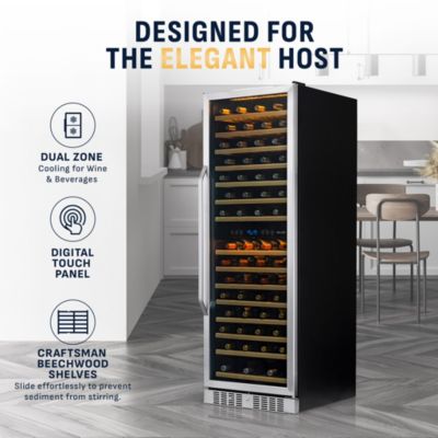 27" Built-in 160 Bottle Dual Zone Compressor Wine Fridge in Stainless Steel, Quiet Operation with Smooth Rolling Shelves