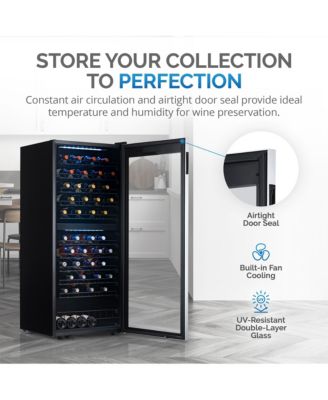 Freestanding 98 Bottle Dual Zone Compressor Wine Fridge with Low-Vibration Ultra-Quiet Inverter Compressor, Adjustable Racks and Exterior Digital Thermostat