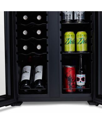 Shadow Series Wine Cooler Refrigerator 12 Bottle & 39 Can Dual Temperature Zones, Freestanding Mirrored Wine and Beverage Fridge with Double-Layer Tempered Glass Door & Compressor Cooling