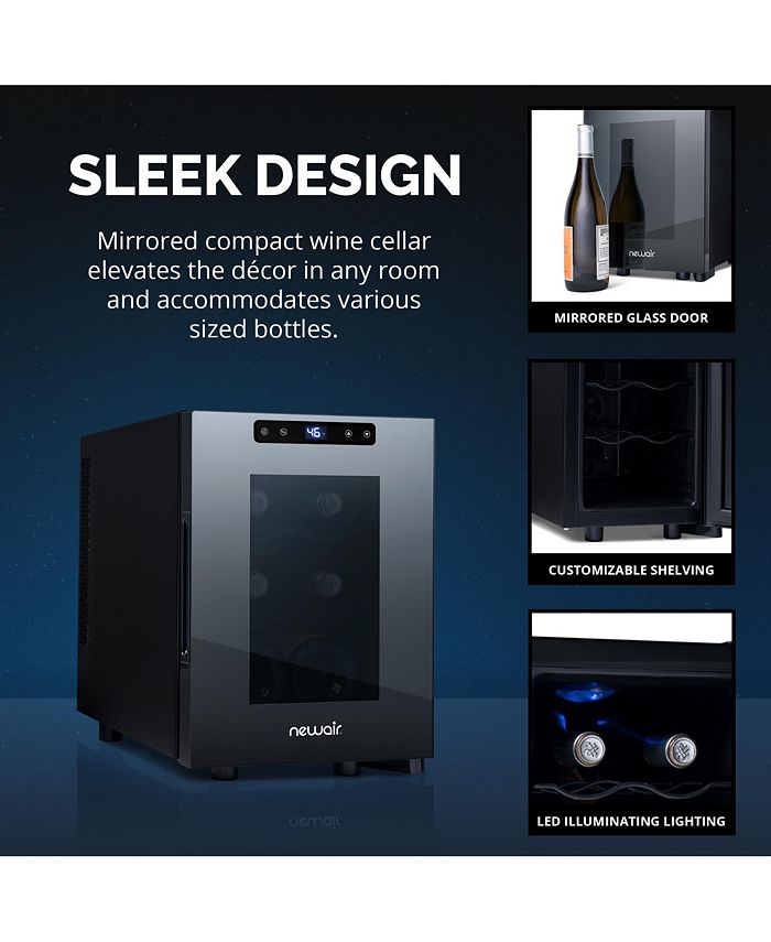 Newair ShadowT Series Wine Cooler Refrigerator, 6 Bottle Countertop