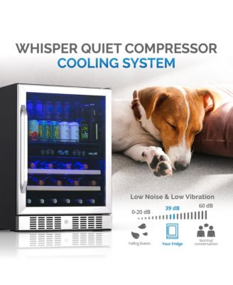 24" Built-in Dual Zone 20 Bottle and 70 Can Wine and Beverage Fridge in Stainless Steel with Split Shelf and Smooth Rolling Shelves