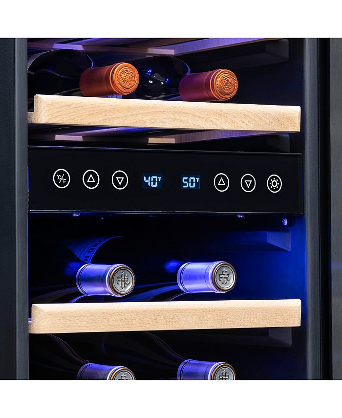 Newair Freestanding 28 Bottle Dual Zone Compressor Wine Fridge in Stainless Steel, Adjustable