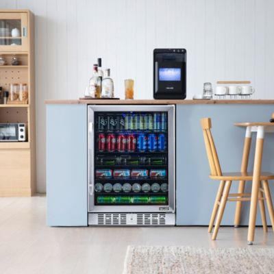 24" Built-in 177 Can Beverage Fridge in Stainless Steel with Precision Temperature Controls and Adjustable Shelves