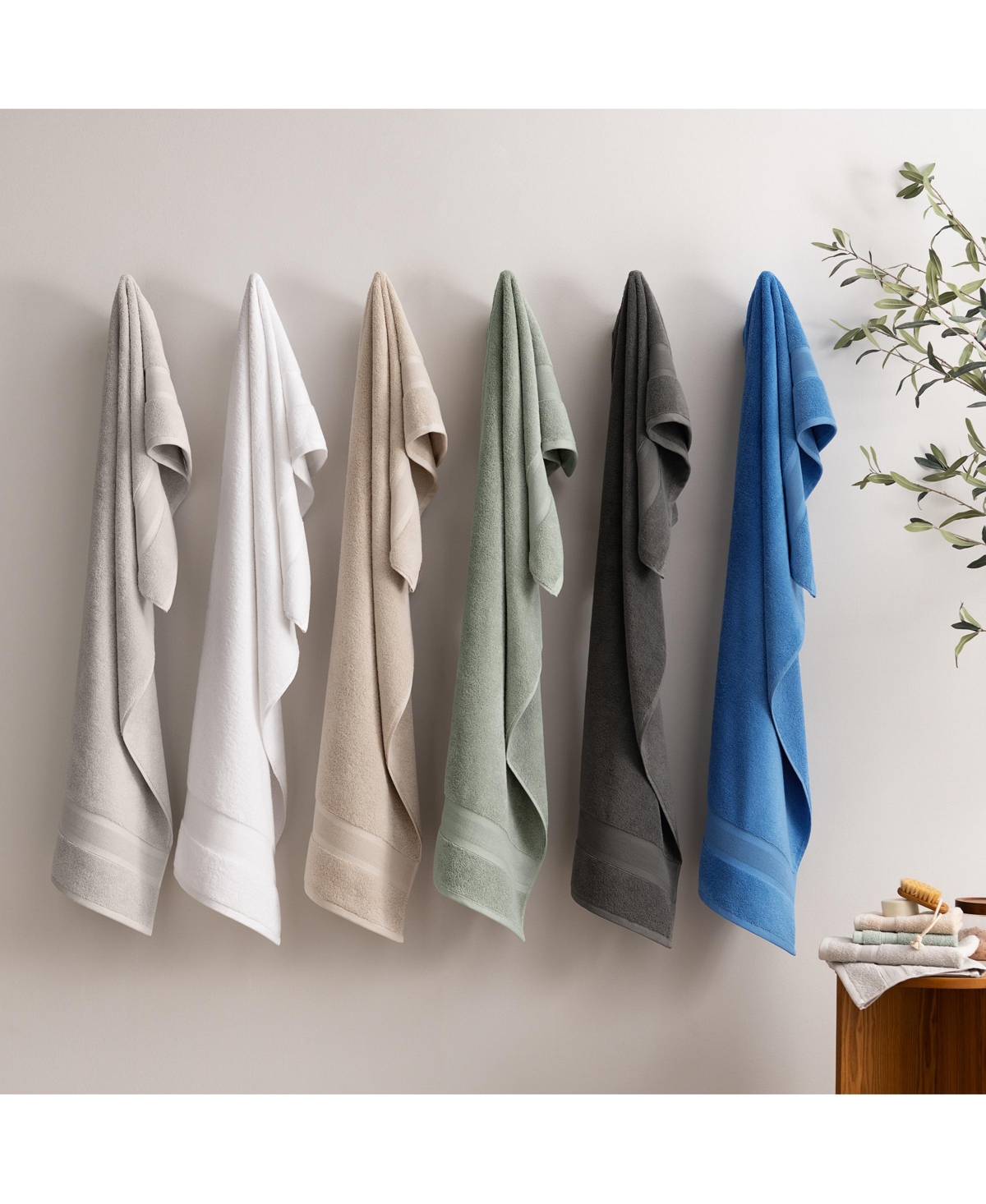 Aston and Arden Aegean Eco-Friendly Recycled Turkish Bath Towels (2 Pack), 30x60, 600 Gsm, Solid Color with Weft Woven Stripe Dobby, 50% Recycled, 50%