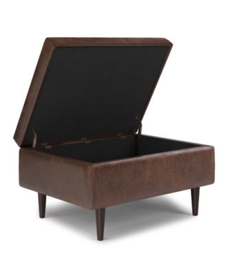 Oregon Storage Ottoman Bench with Tray in Satin Cream Pu Leather