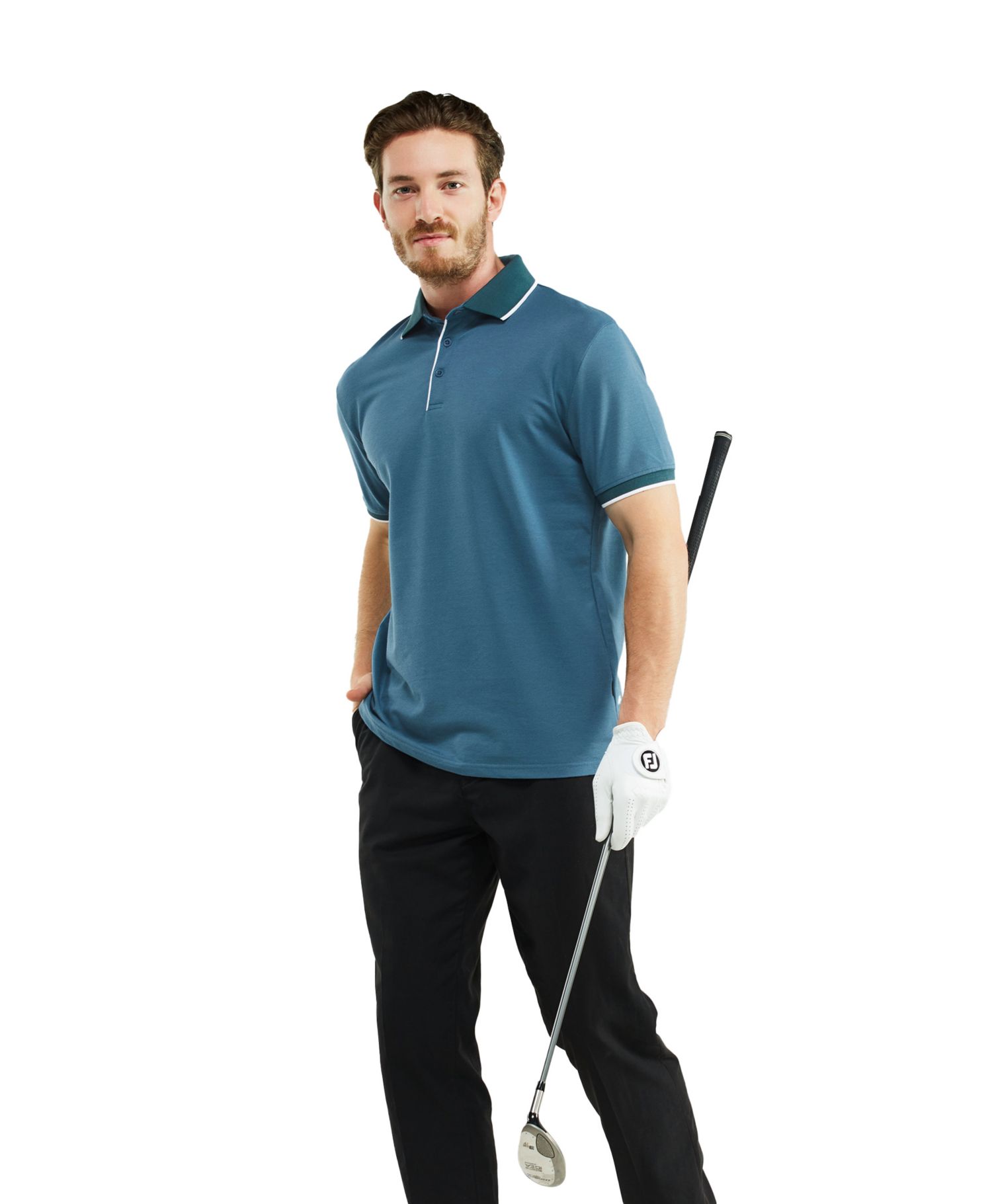 Men's Classic-Fit Cotton-Blend Pique Polo Shirt with Contrast Collar for Big & Tall
