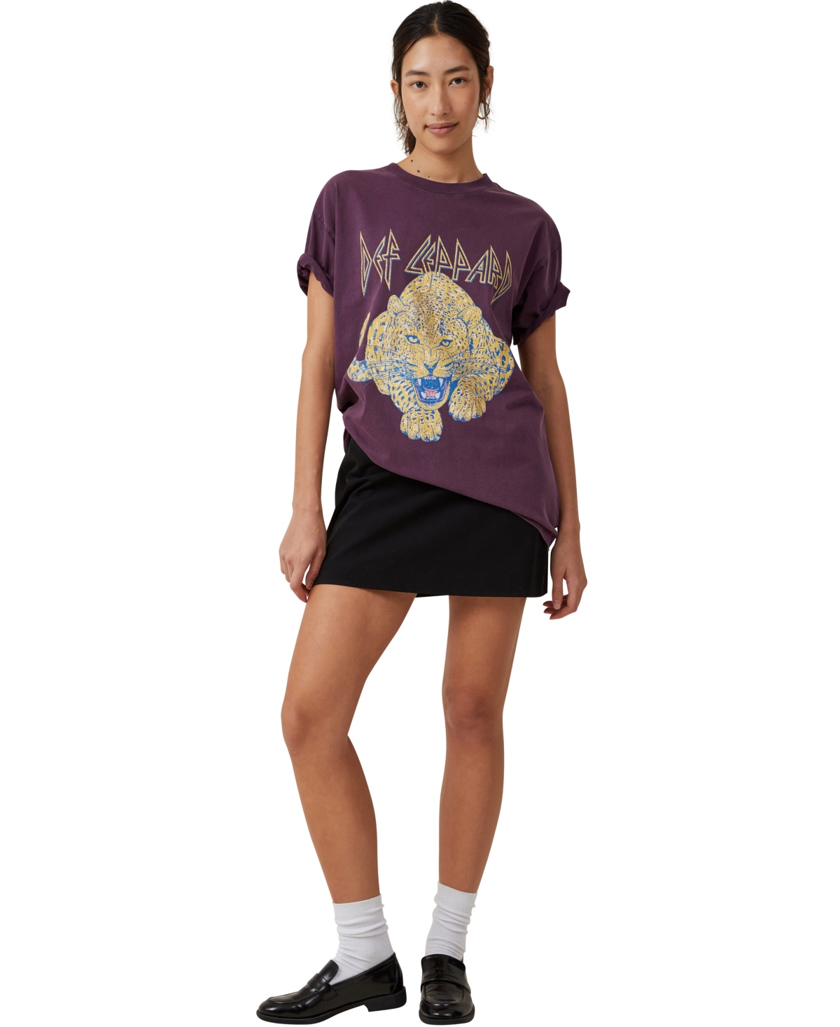 Shop Cotton On Women's The Oversized Band Tee In Deep Plum