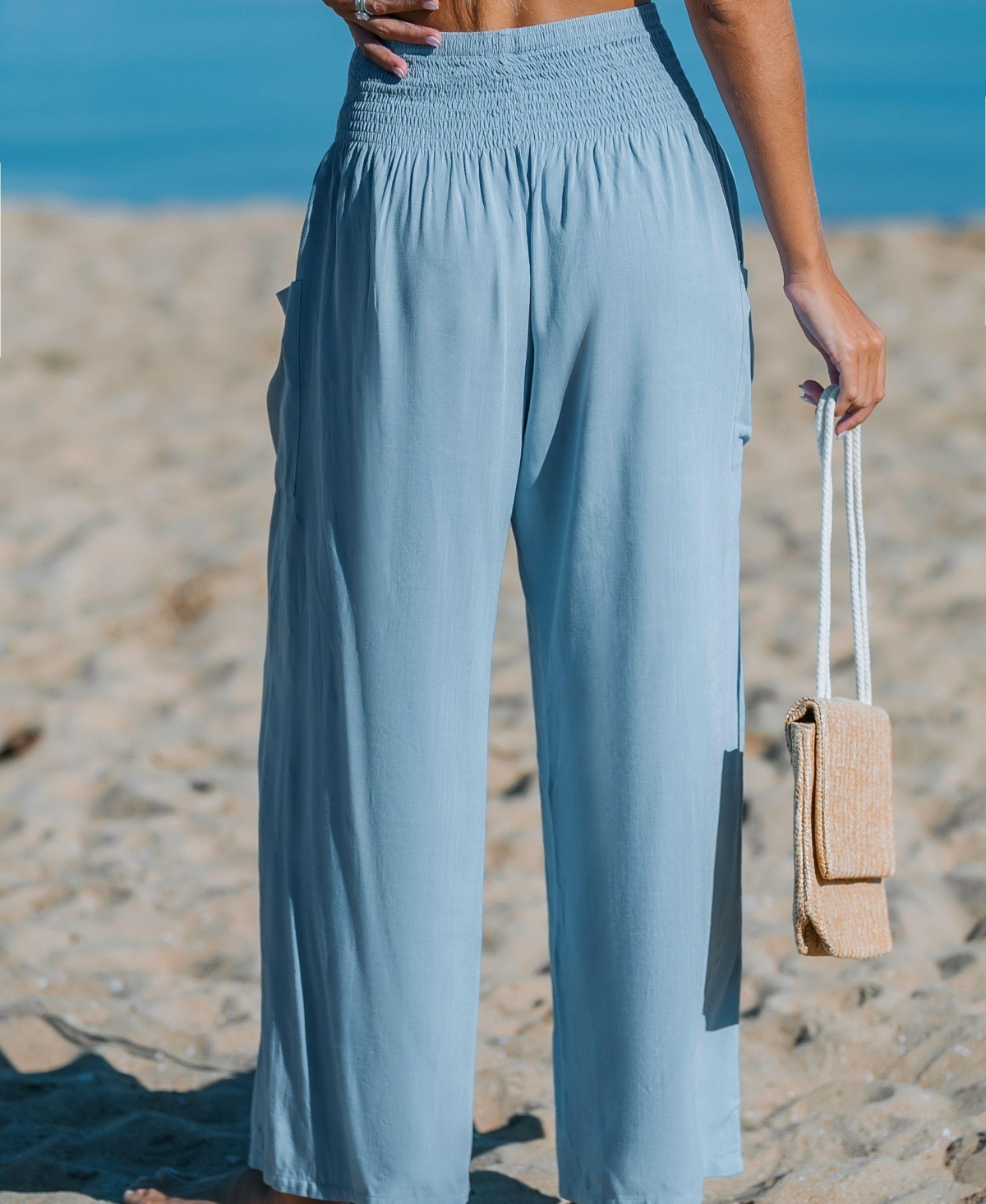 Cupshe Women's Powder Blue Straight Leg Utility Pants -pastel blue