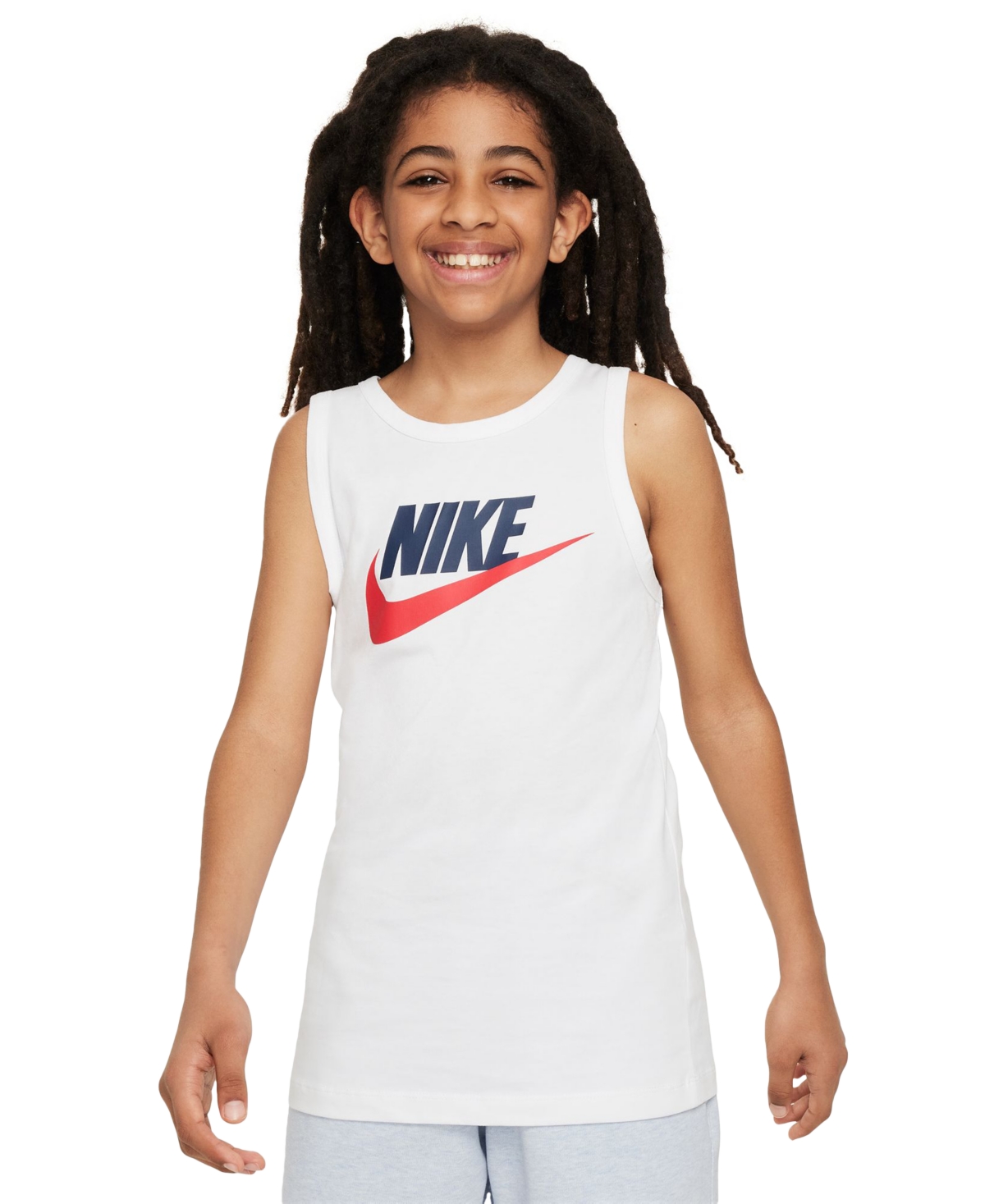 Shop Nike Big Kids Sportswear Essential Cotton Tank Top In White