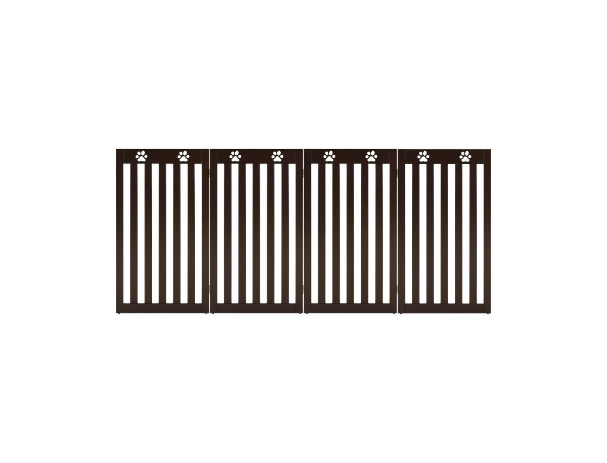 36 Inch Folding Wooden Freestanding Pet Gate with 360&#xB0; Hinge - White