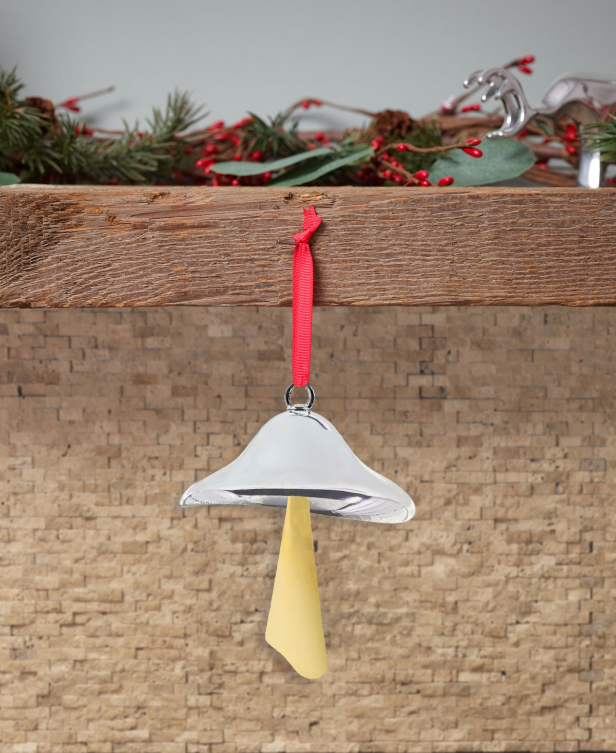 Nambe Silver & Gold Plate Mushroom Holiday Ornament In Silver