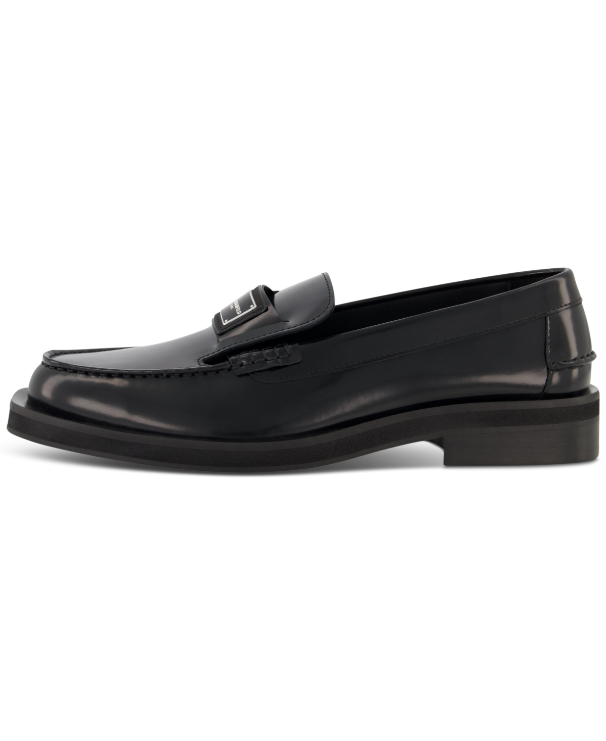 Shop Karl Lagerfeld Men's Front Logo Moc-toe Loafers In Black