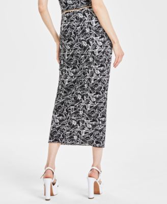 Women's Printed Textured Midi Skirt